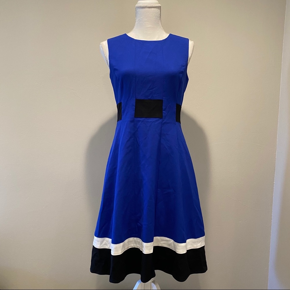 Calvin Klein Colorblock Dress - Blue, Black, & White